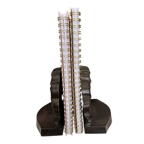 Vintage Bronze Look Ornate Victorian Swirl Shell Bookend Set - Picture 7 of 10